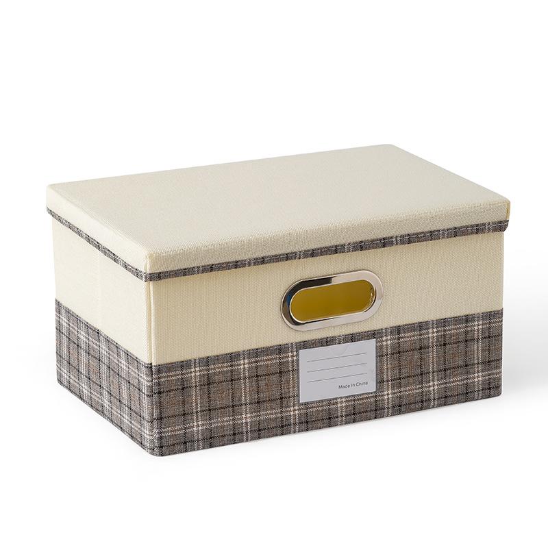 

Ящик для хранения Хлопковое белье Ящик для хранения в клетку Ящик для хранения одежды Ящик для хранения игрушек 38*25*21cm серый