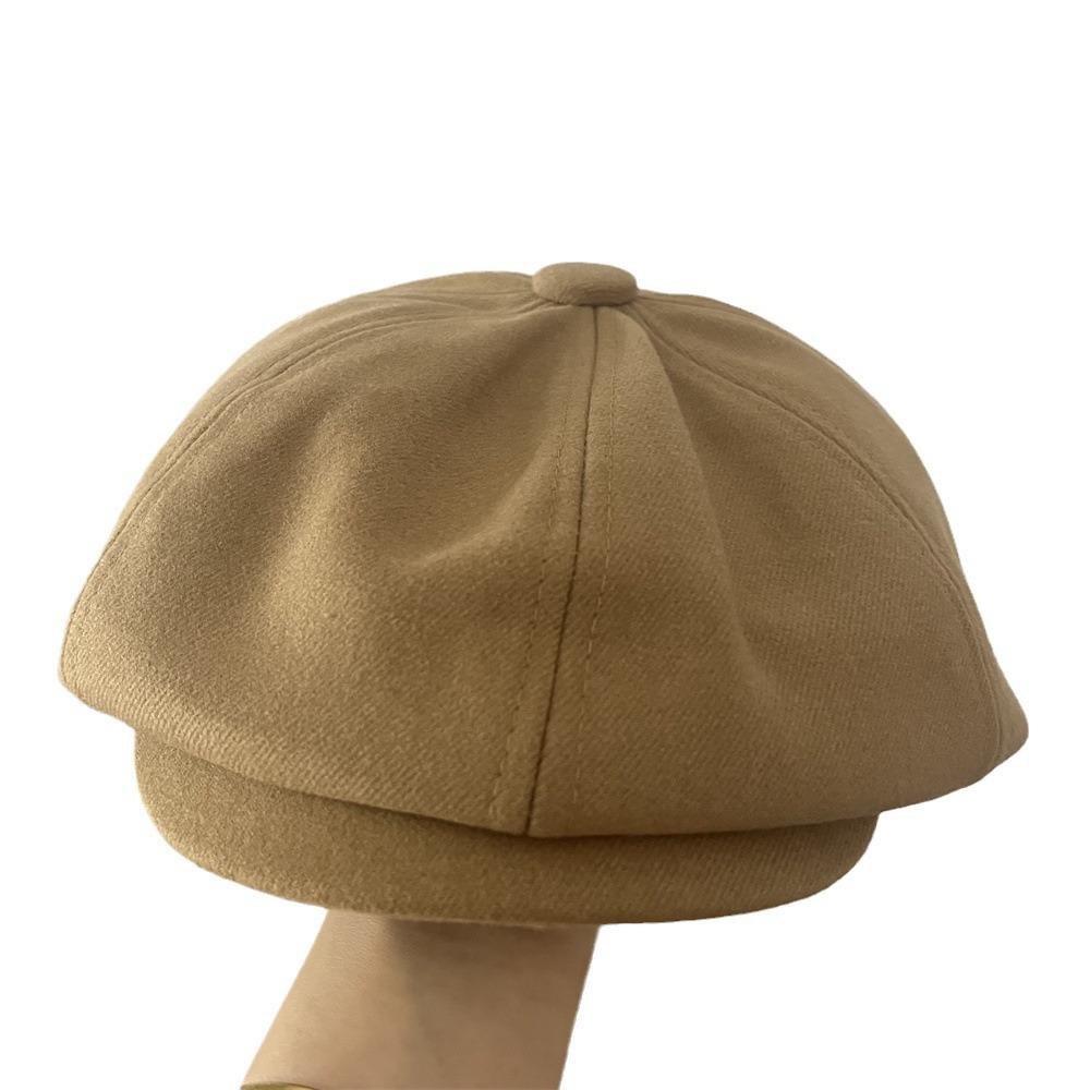 New retro woolen star anise cap casual versatile spring and autumn newsboy hat shows small face
