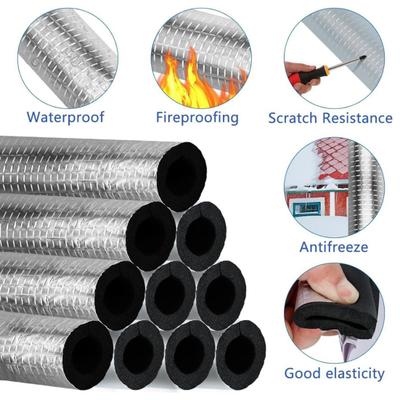 10Pcs Pipe Insulation Foam Tubes Self Adhesive Insulation Foam Wrap Aluminum Foil Pipe Covers for Spigot Winter Outside Pipes Sprinkler Heater Pipes