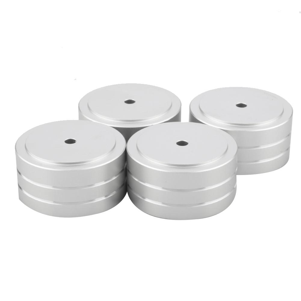 4 Stück 40x20mm Aluminium HIFI Verstärker Lautsprecher Isolationsständer Plattenspieler Füße Pad (Silber)