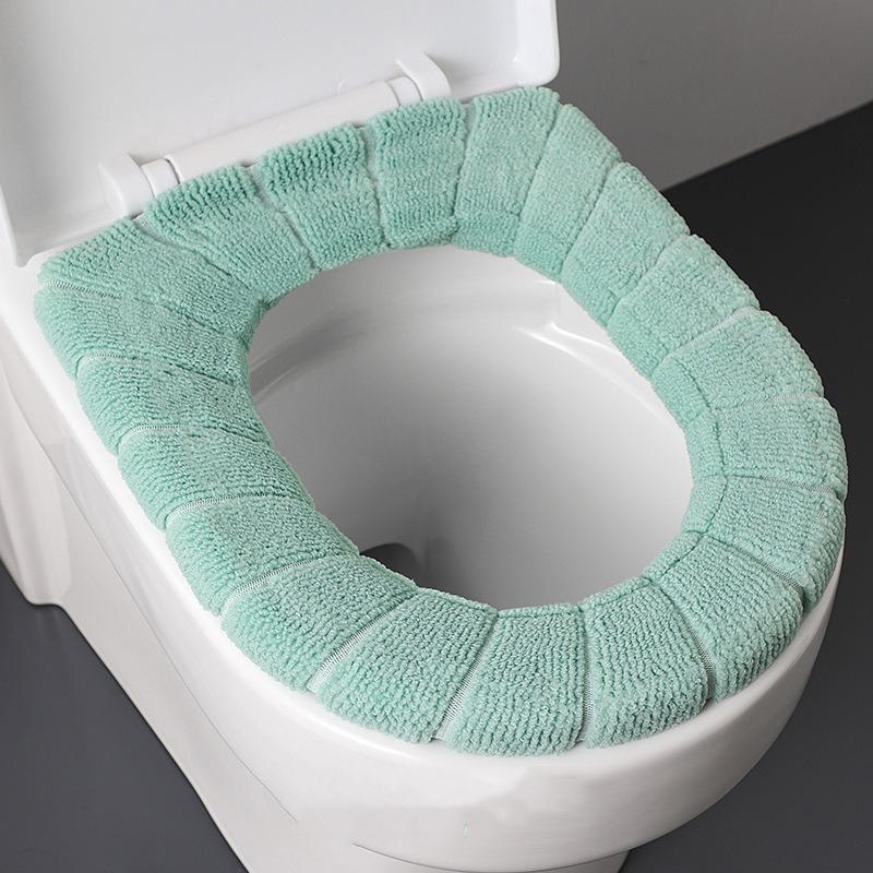 Toilet Seat Cushion Winter Warm Seat Cover Washable Universal Toilet Seat Cover Bathroom Toilet Lid Cover Accessories MTGT01 зелёный