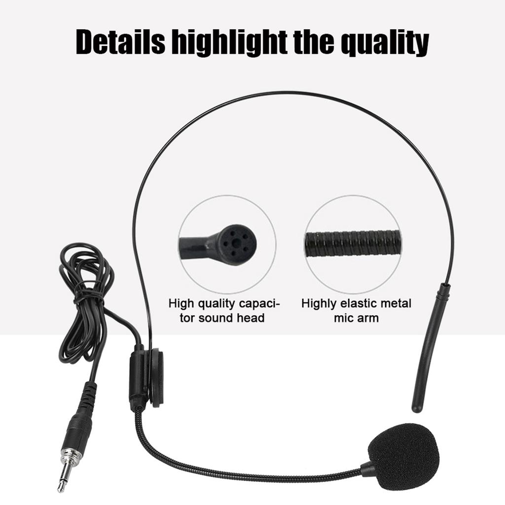 Portable Wireless UHF Mic Headmounted Microphone with Receiver Transmitter
