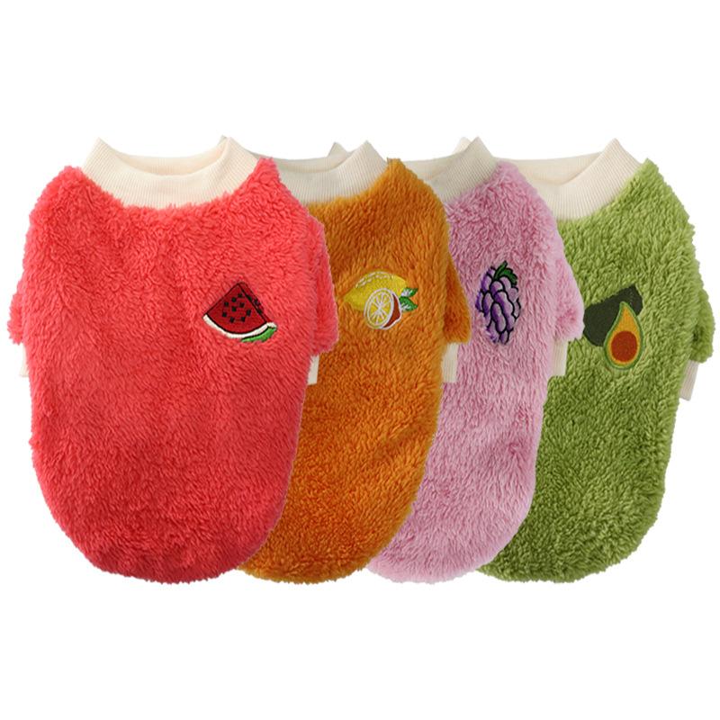 Thickened Coral Fleece Pet Clothes Warm Winter Wear Fruit Print Cats Dogs Apparel Universal Size Soft Lightweight Puppy Clothing