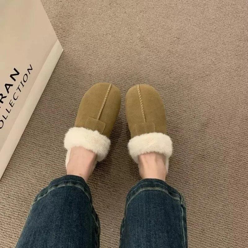 New Winter Fuzzy Women Slippers Indoor Soft House Shoes Brand Fluffy Suede Women Shoes Outdoor Antiskid Flat Slippers