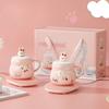 Rabbit Warm Warm Constant Temperature Cup Heating Coaster Insulated Ceramic Cup Cute Gift Water Cup Souvenir Set