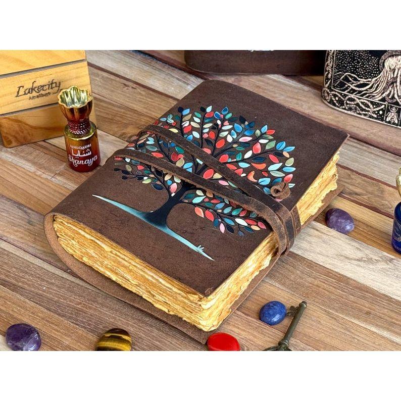 Ledertagebuch Lebensbaum - Notizbücher aus echtem Leder für Frauen - Schönes Tagebuch für Skizzenbuch Reisebuch Blanko-Zauberbuch