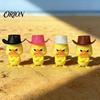 Angry Duckling Figurine Duck Desk Figurine, 3D Printed Yellow Office Decoration with Cowboy Decorative Car Accessories Hat, Little Animal Ornament for