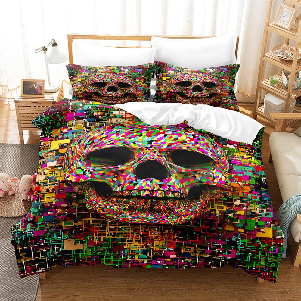 

3D комплект постельного белья на Хэллоуин с черепом, пододеяльник и наволочка, 2/3 шт. DE200 * 200, односпальная/двуспальная кровать, праздничный подарок, комната для мальчиков, мягкий домашний текстиль Baby 100x135cm