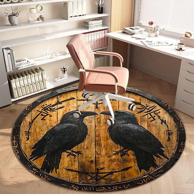 1Pc Viking theme Printed circular carpet, home door mat, outdoor travel protection carpet A1