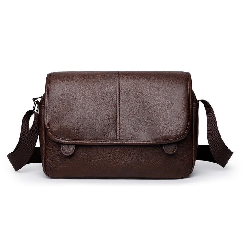 Men's Crossbody Bag Soft Leather Shoulder Bag Business Small Satchel Student Messenger Bag