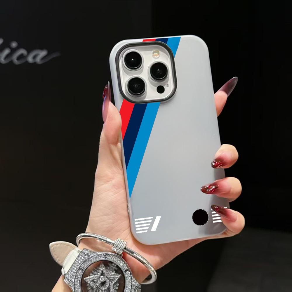 Cool bmS CAR logo WW Stripes Phone Case For iPhone17 16 e 15 14 13 12 11 Pro Max Plus Candy Shockproof 2-in-1 Soft Case iPhone 16 Pro Max