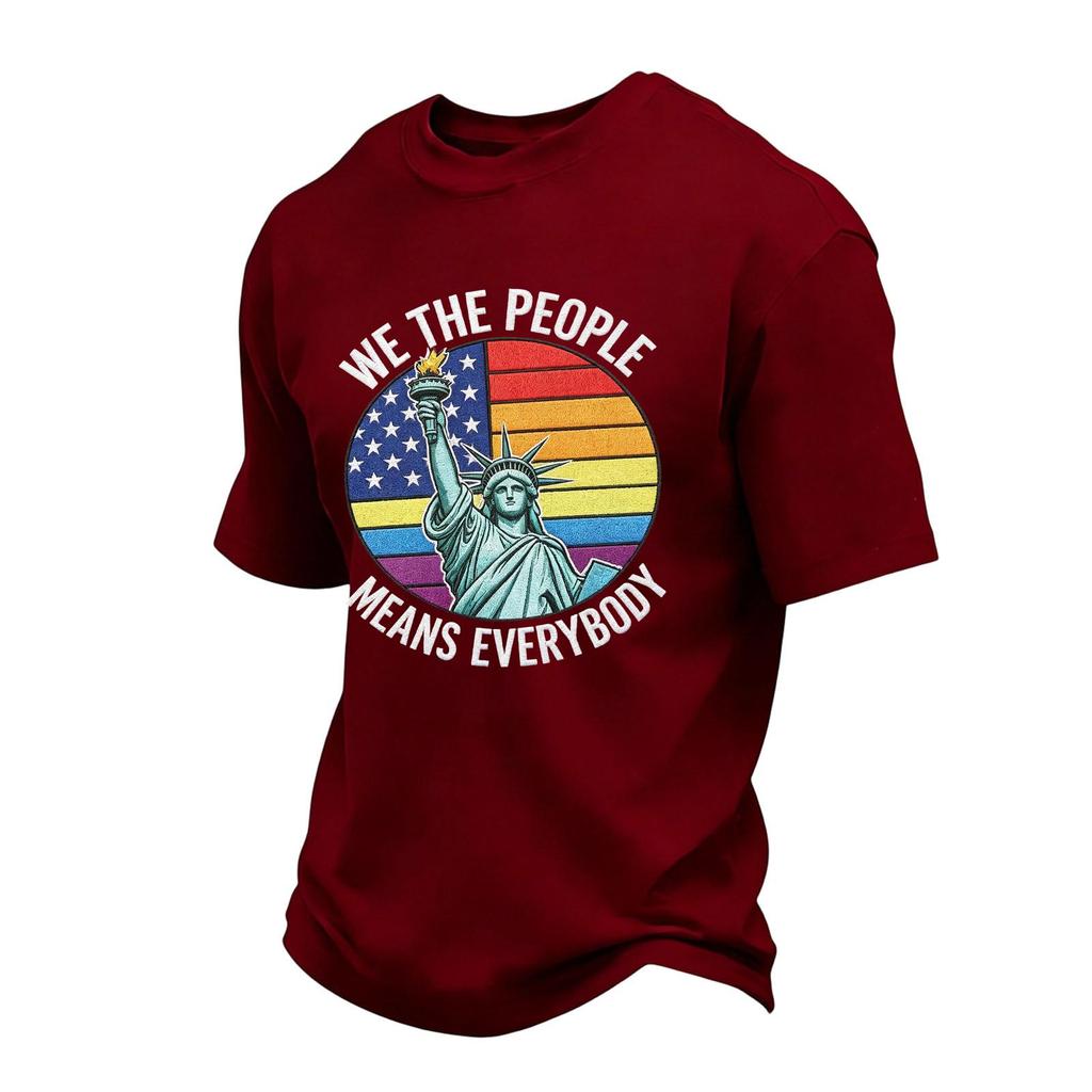 Men's Casual Short Sleeve Crew Neck T-Shirt Independence Day Graphic Print We The People Means Everybody Cotton Blend Top