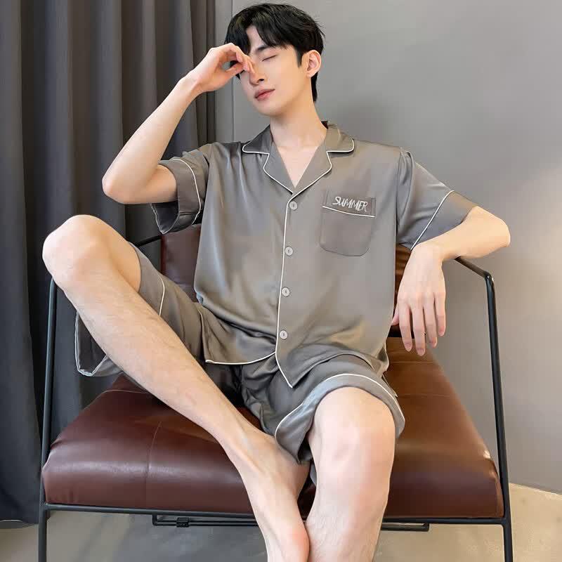 Nanjiren Men's Ice Silk Lounge & Pajama Set