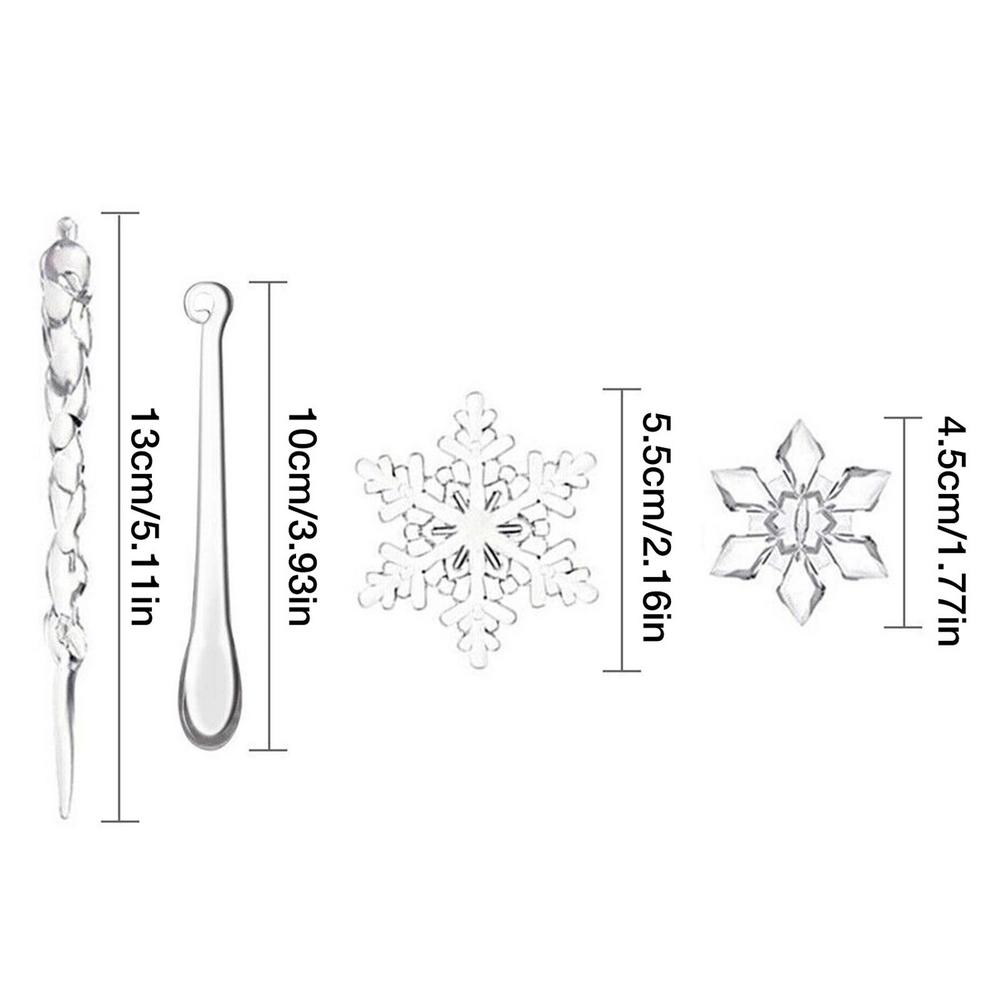 2025 Christmas Snowflake Icicle Column Ornament Acrylic Christmas Tree Hanging Pendant Fake Icicle Tree Decoration