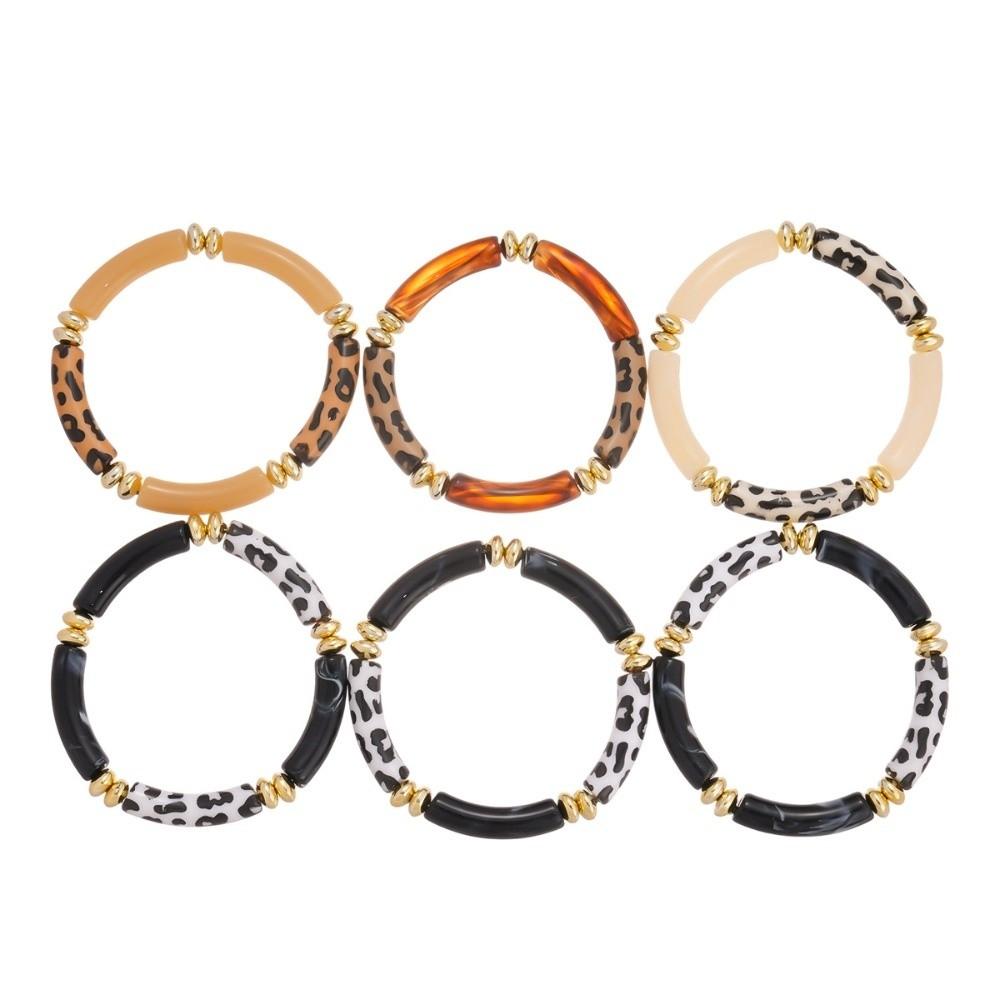 Leopard Print Boho Acrylic Bracelets Acrylic Curved Tube Bangle  Lady Gifts