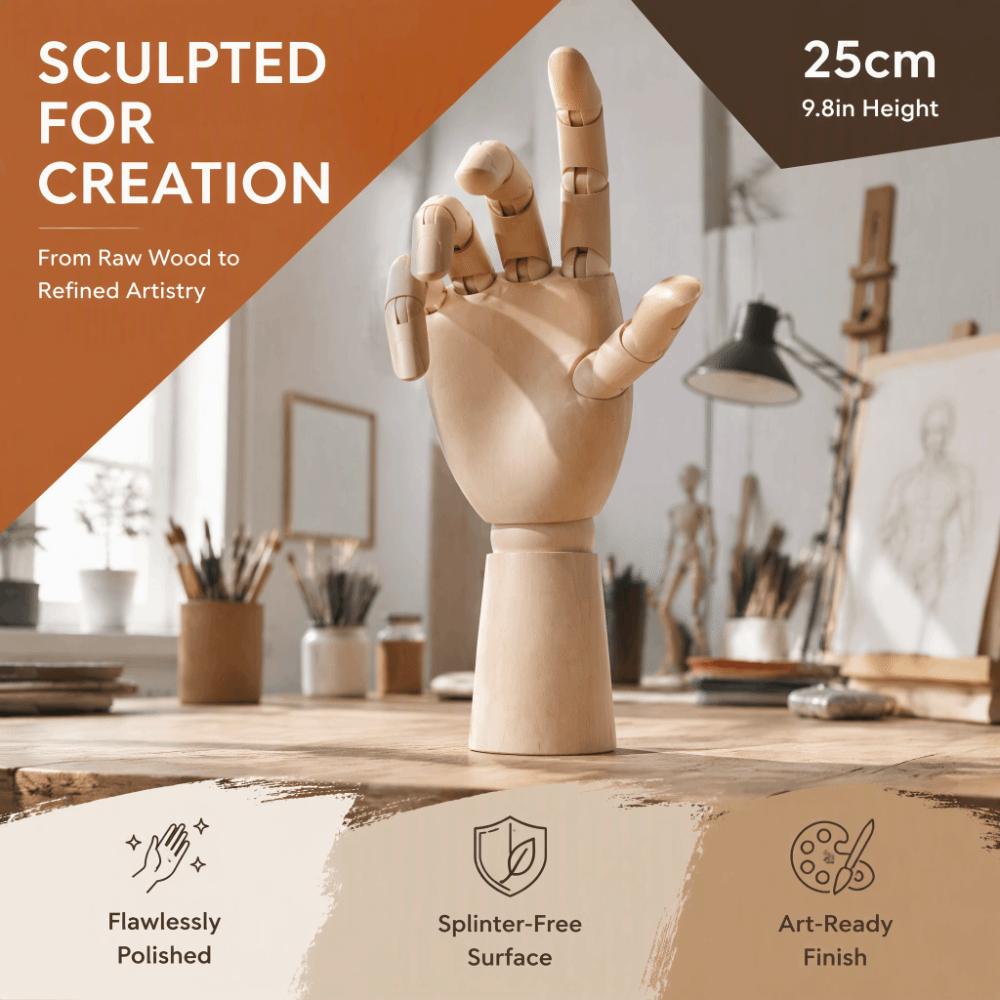 Mannequin Articulé à Articulations Flexibles 10 Pouces Main Gauche Modèle de Dessin pour Artiste Doigts Mobiles Main Droite Décoration de Bureau Figurine