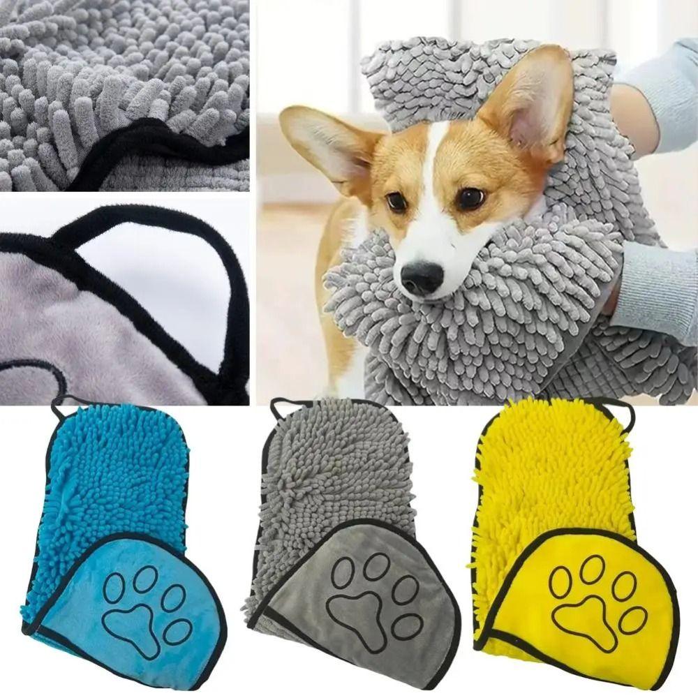 New Quick-drying Pet Bath Towel Soft Large Thick Pet Absorbent Towel Portable Foldable Chenille Pet Grooming Towel Pet Cleaning