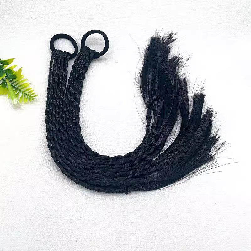 

Kids False Braids Children Color Cable Stitch Long Braid Girl Sweet Cool Hip Hop Performance Boxing Braid Head Rope Double Ponytail Cute Princess Five Boxing Braids [Black]]