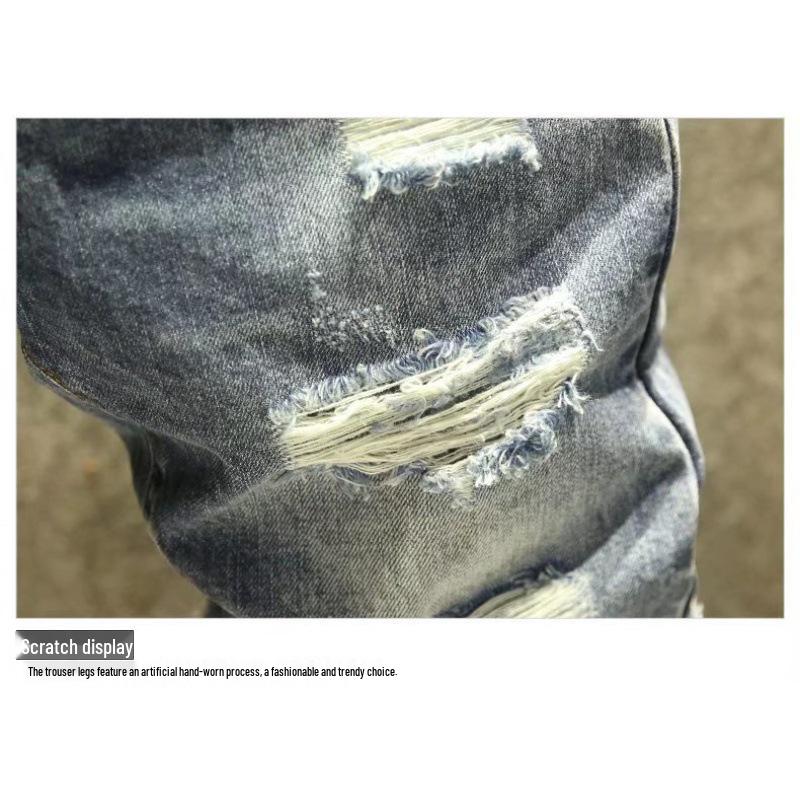 Men's Summer Light Ripped Denim Shorts - Loose Fit, Korean Style Trendy Mid-Length