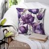 Purple Blooms Square Pillowcase Polyester Linen Velvet Pattern Zip Decor Throw Pillow Case Home Cushion Cover 18"