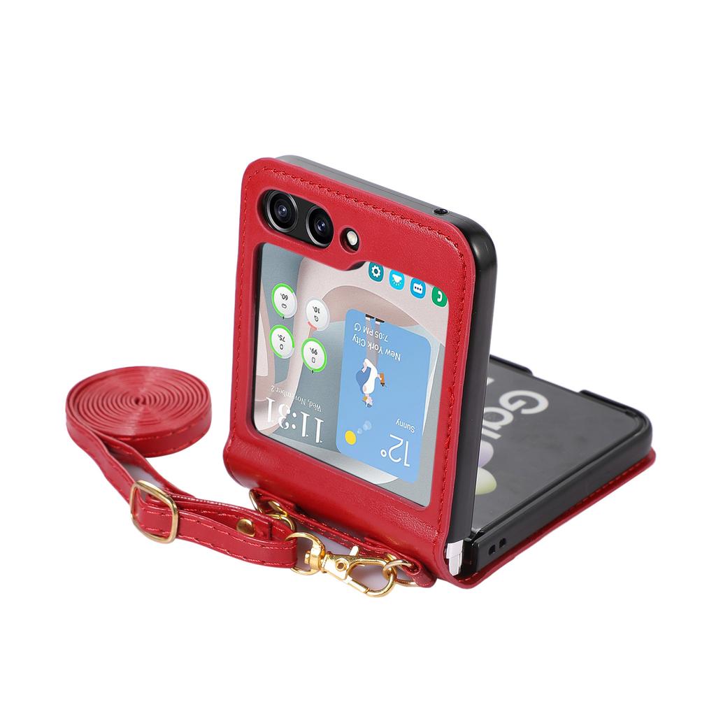 Applicable To Samsung Z Flip5Phone Case Foldable Flip4Crossbody Phone Case with Card Slot Protection