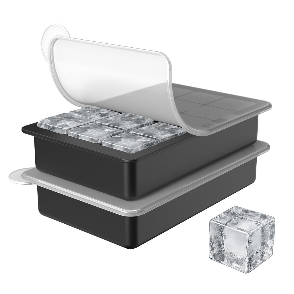 15-Cavity Silicone Ice Cube Tray with Lid - Reusable Square Ice Mold, Easy-Release Freezer Tray for Fruit-Infused Ice Cubes