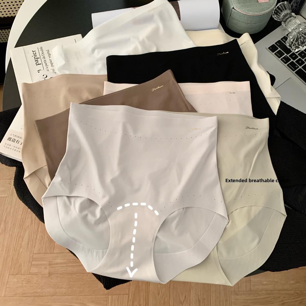 Ladies Summer Speed Dry Ice Silk High Waist Abdominal Lift Hip Breather Not Clip Hip Extension Crotch Triangle Briefs