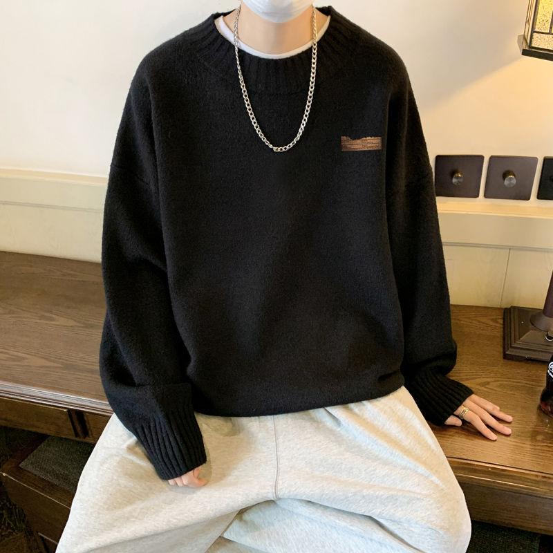 Japoński gruby sweter męski zimowy modny sweter duży rozmiar luźny sweter wewnętrzny męski top