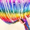 1Pc Christmas, Birthday Party Sparkly Rainbow Gradient Tinsel Foil Fringe Curtain Backdrop Thicken Glitter Rainbow for Birthday Disco 80s 90s Party