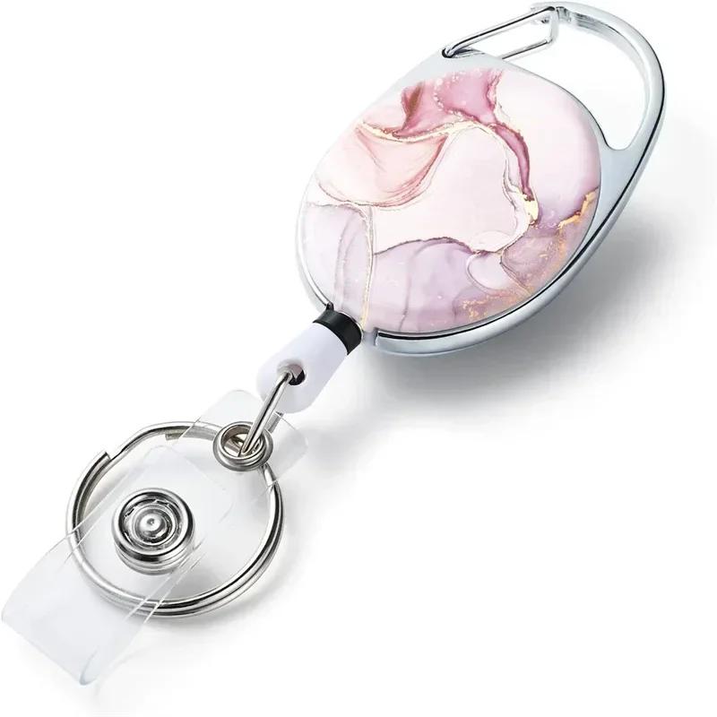1pc Retractable Badges Holder Nylons Cord Keyrings Quality Retractable Keychains Name Tag Holder Keyring ID Card Key Ring