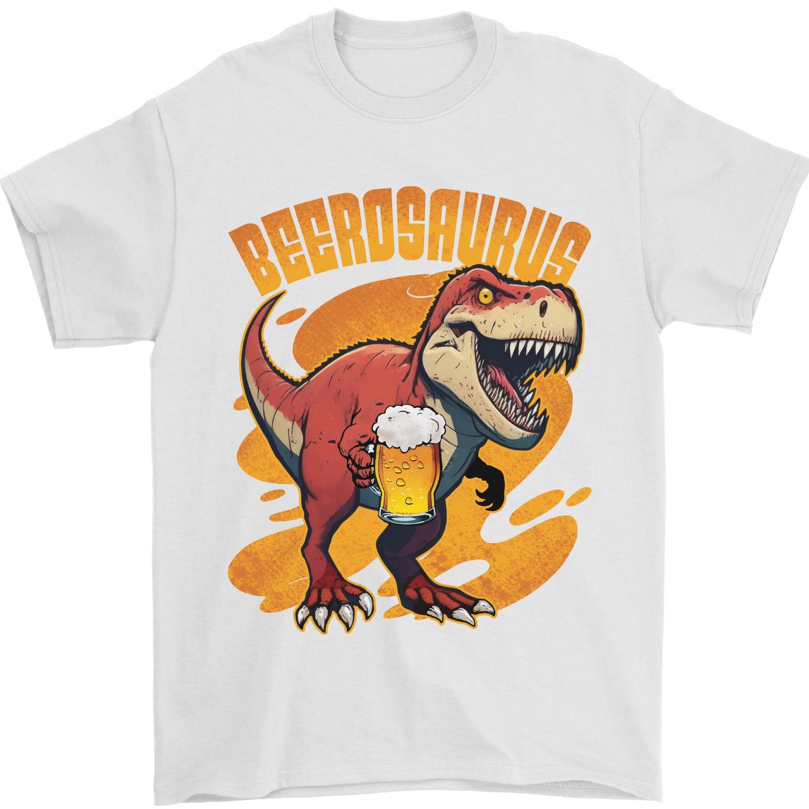 Beerosaurus Funny Beer T-Rex Dinosaur Alcohol Mens T-Shirt 100% Cotton 3XL