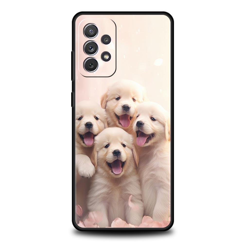 Cute Little Dog Phone Case for Samsung Galaxy A55 A35 A17 A07 A15 A13 A25 A51 A71 A72 A73 A32 A52 A52S A41 5G Soft TPU Shell Bag