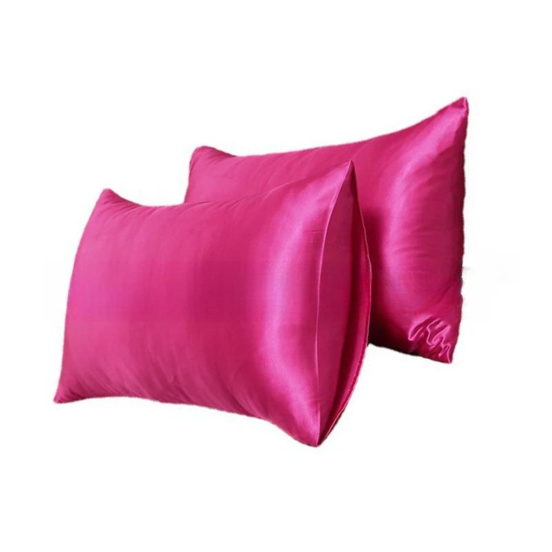 Solid Silk Pillowcases Decorative Luxury Cushion Cover Envelope Style Hair Skin Protect Standard Queen Size Pillow Case
