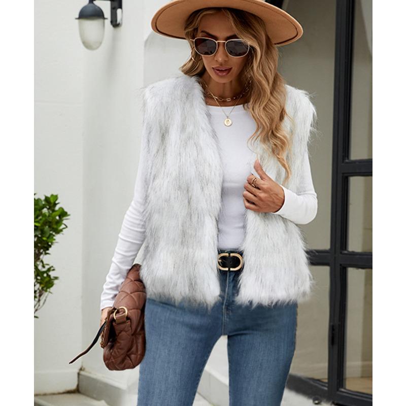 

Короткое женское пальто-воротник из искусственного меха, топ-жилет, жилет из искусственного меха, новый продукт XXXL