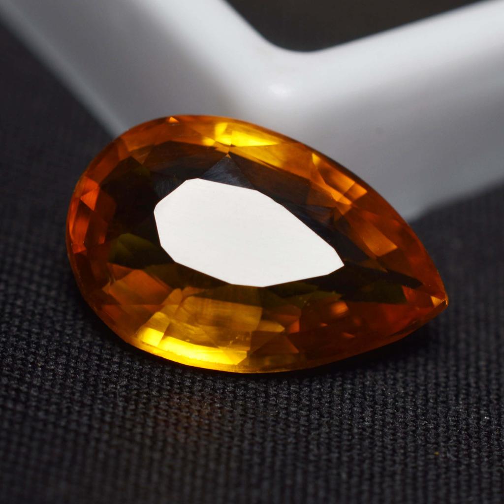 Natural 8.15 Ct Loose Authentic Pear Cut Gemstone   Sapphire Yellow