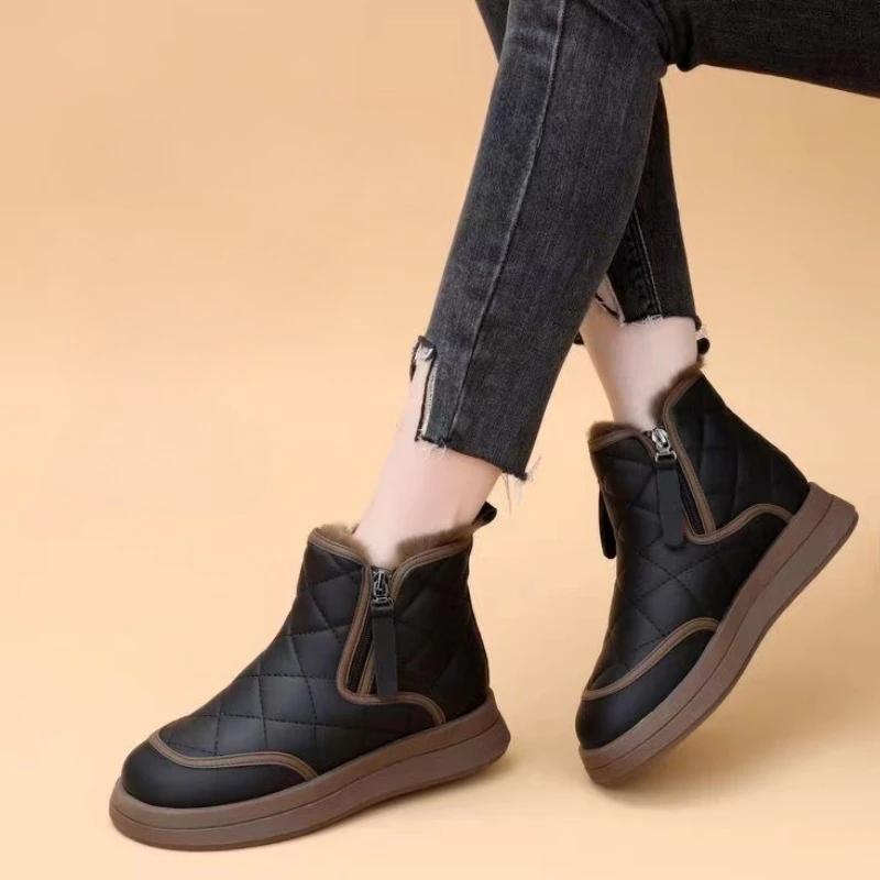 

Зимние женские сноубутсы Плюшевый комфорт Теплые Водонепроницаемые Короткие ботинки Морозостойкие Уличные Женские Ботильоны Хлопковая обувь Botas Mujer 35