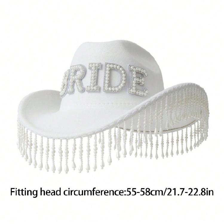 Bride To Be Fringed Hat for Women Cosplay Costume Cowboy Hat Bachelorette Party Headwear Wedding Celebration Headpiece