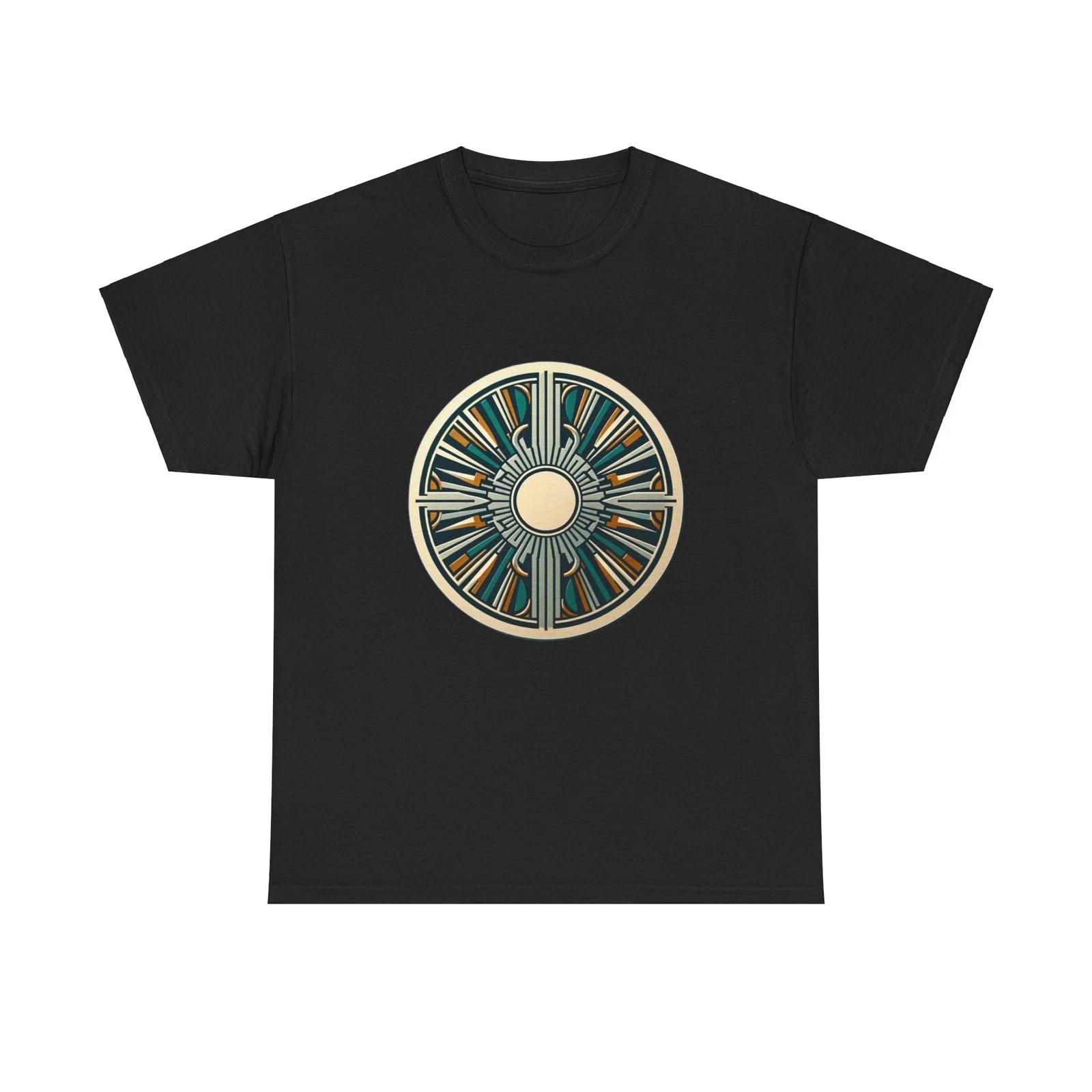 Unisex Adult T Shirt Art Deco Sunburst Vintage Style Charm Retro Graphic Tee XL