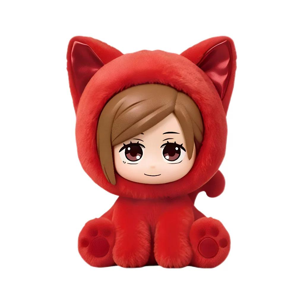 EAKI Jujutsu Kaisen Season 2 Sitting Cat Party Plush Pendant Blind Box Trendy Collectible Toy Birthday Gift For Anime Lovers