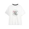 Li Ning T-shirt a Maniche Corte con Stampa a Righe e Lettere, Casual Ampia Girocollo Unisex Top Bianco AHSU657-1(TEAM702-3.4.20)