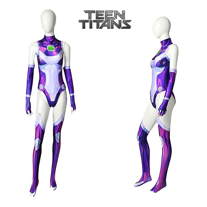 Titans Cartoon Teen Starfire Cosplay Costume Bodysuit Anime Heroes Roleplaying