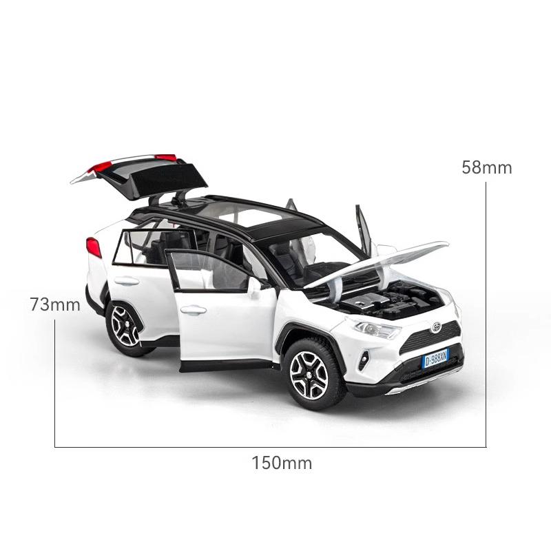 

1/32 Toyota RAV4 SUV 2023 Литая металлическая модель автомобиля Звук и свет Оттяжка Детская игрушка Коллекционные предметы Подарок на день рождения белый