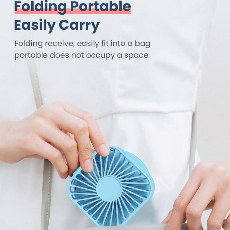 Outdoor Pocket Fan Usb Rechargeable With Vanity Mirror Desktop Square Mute Neck Fan Hanging Folding Handheld Portable Mini Fan