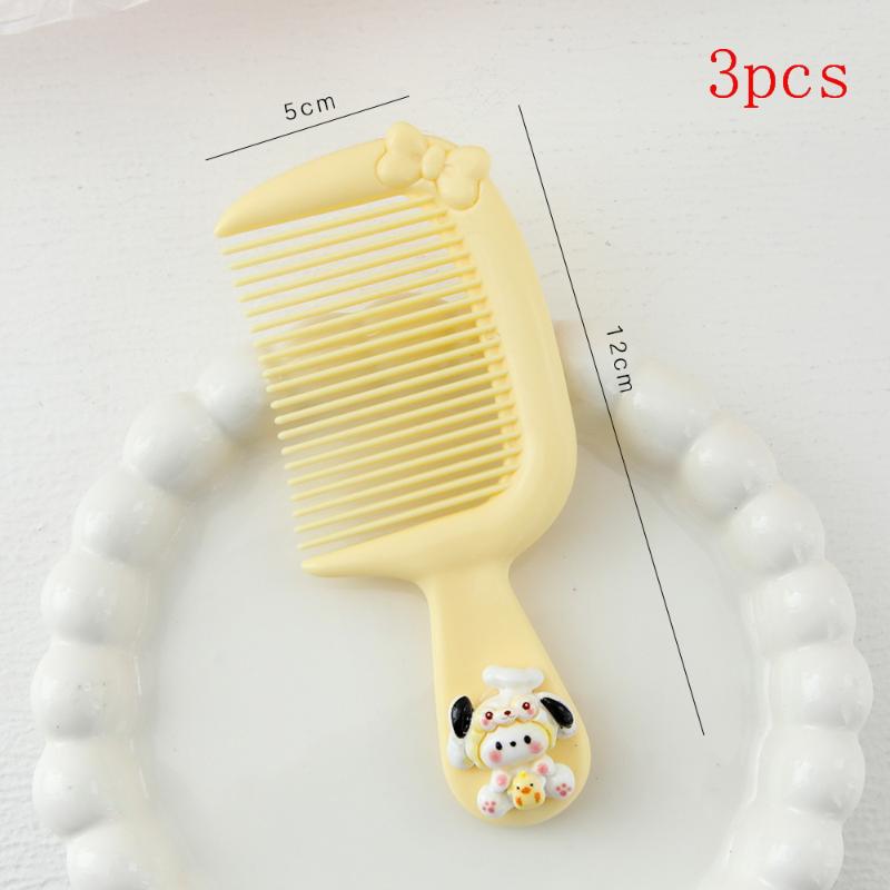 3Pcs Plastic Anti Static Straight Combs Portable Cartoon Sanrio Mini Comb Candy Color Fine-Toothed Detangling Combs For Children