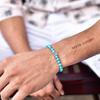 Genuine turquoise beaded bracelet Arizona turquoise  Evil eye charm beaded bracelet for him Stretchable bracelets Friendship bracelet