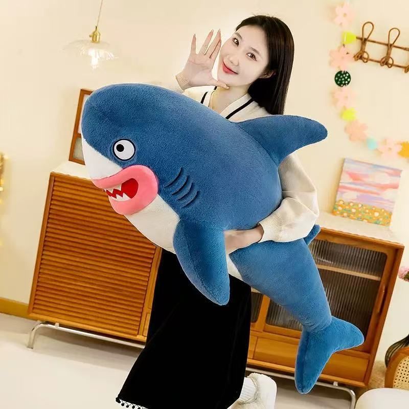 Dudu Big Red Lip Shark Doll Funny Simulation Megalodon Doll Throw Pillow Doll Birthday Gift Plush Toy