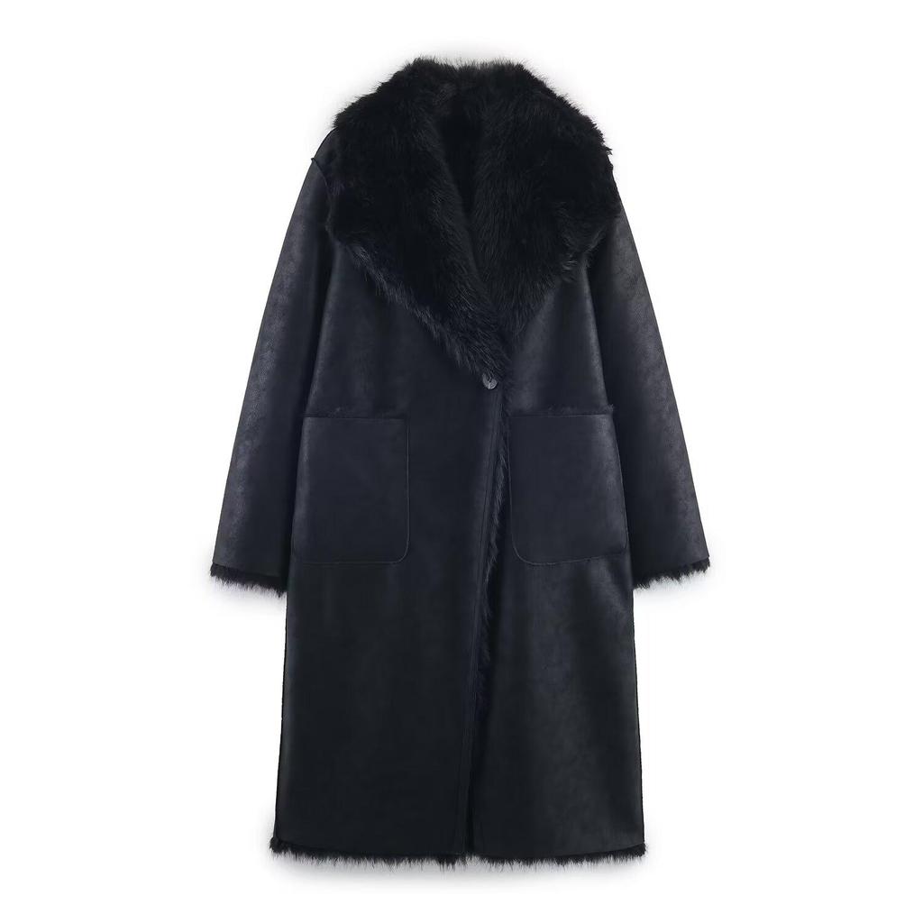 European & American Women's Fashion Reversible Faux Fur Coat - Casual Style