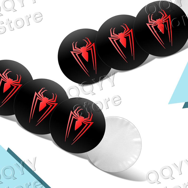 4Pcs 56mm Aluminium Red Spider Logo Car Wheel Center Hub Cap Rims Dust-proof Cover Hubcaps Sticker For Universal Car Accessories