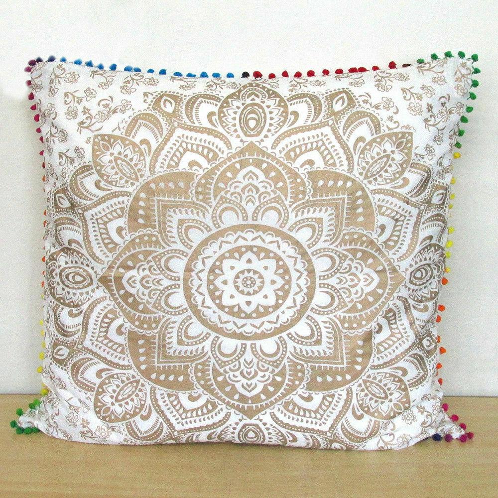 White Gold Ombre Print Cushion Cover, Sofa Pillow Cases, Decorative Cushion Cover, Pillow Shams, Square Cushion Cover