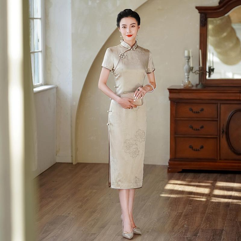 New Chinese silk cheongsam 1011 new summer daily improvement national style young mulberry silk cheongsam dress